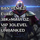 BAN YEMEZ! EUW 38K+MAVİ ÖZ VIP 30LEVEL UNRANKED