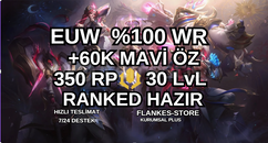⭐[BAN YOK!] EUW 60K+350RP ÖZ 30 LVL ULTRA VİP⭐