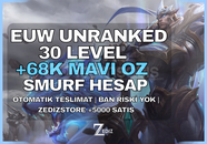 ⭐[BAN YOK] EUW 68K+ ÖZ 30 LVL UNRANKED SINIRSIZ⭐