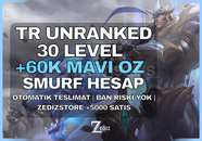 ⭐[BAN YOK!] TR 60K+ ÖZ 30 LVL UNRANKED SINIRSIZ⭐