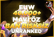 ⭐️ BANSIZ ⭐️ EUW 40K MÖ 30 LVL UNRANKED ⭐️