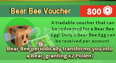 Bee Swarm Bear Bee Voucher