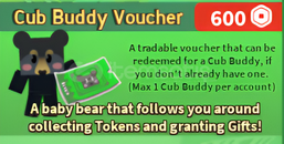 Bee Swarm Simulator / Cub Buddy Voucher Bee Swarm Simulator / Cub Buddy Voucher