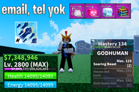 BLOX FRUITS 2800 LEVEL + GOD HUMAN HESAP