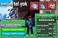 BF 2800 LEVEL + YETI FRUIT + GOD HUMAN HESAP