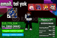 BF 2800 LV. + 4 KIRMIZI MEYVE + GOD HUMAN HESAP