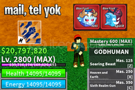 BF MAX LVL + YETI FRUIT + GOD HUMAN HESAP