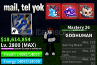 BF 2800 LVL + 3 KIRMIZI MEYVE + GOD HUMAN HESAP