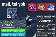 BF 2600+ LVL + 3 KIRMIZI MEYVE + GOD HUMAN HESAP