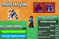 BF MAX LVL + 2 KIRMIZI MEYVE + GOD HUMAN HESAP