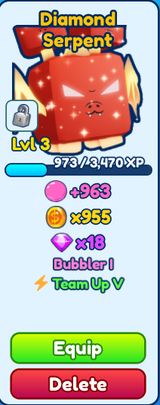 [BGSI] x2 Diamond Serpent TEAM UP V Pet 