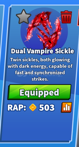 BLADE BALL LITIMTED 1x Dual Vampire Sickle