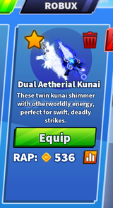 ★ [BLADE BALL] DUAL AETHERIAL KUNAI ★