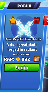 ★ [BLADE BALL] DUAL CRYSTAL GREATBLADE + EMOTE