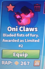 Blade ball oni claws