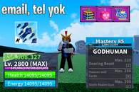 BLOX FRUIT 2800 LEVEL + GOD HUMAN HESAP