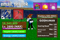 BLOX FRUIT MAX LEVLE + GOD HUMAN HESAP