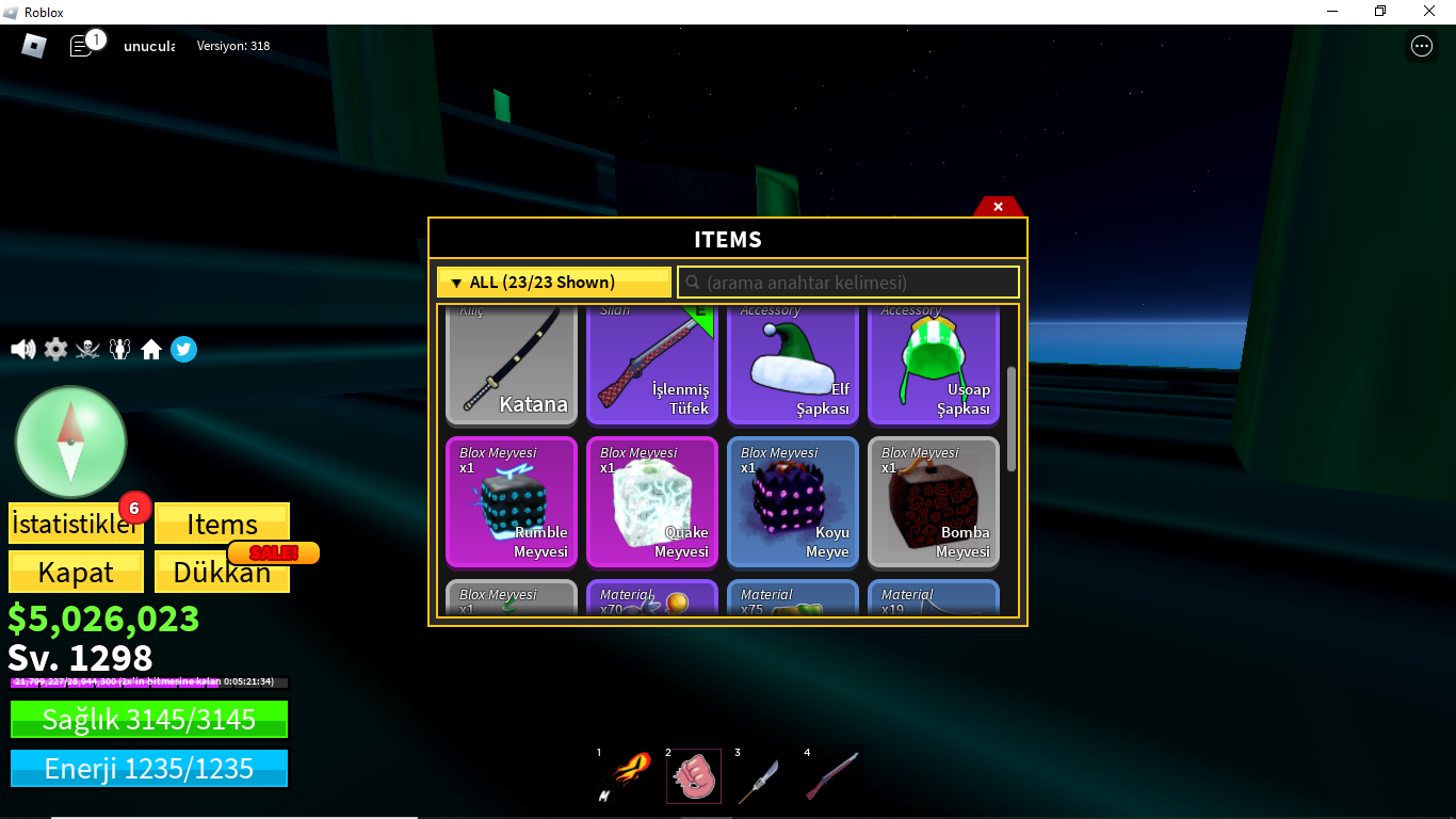 BLOX FRUİT QUAKE VE RUMBLE HESAP İtemsatış