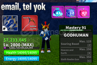 BLOX FRUITS MAX LEVEL + GOD HUMAN HESAP