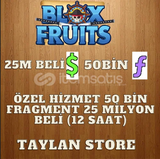 Blox Fruits PARA 25M VE FRAGMENT 50 BİN ÖZEL