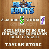 Blox Fruits PARA 25M VE FRAGMENT 50 BİN ÖZEL