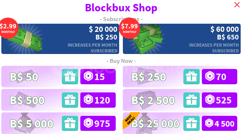 Bloxburg 25.000 Blockbuck Bloxburg 25.000 Blockbuck