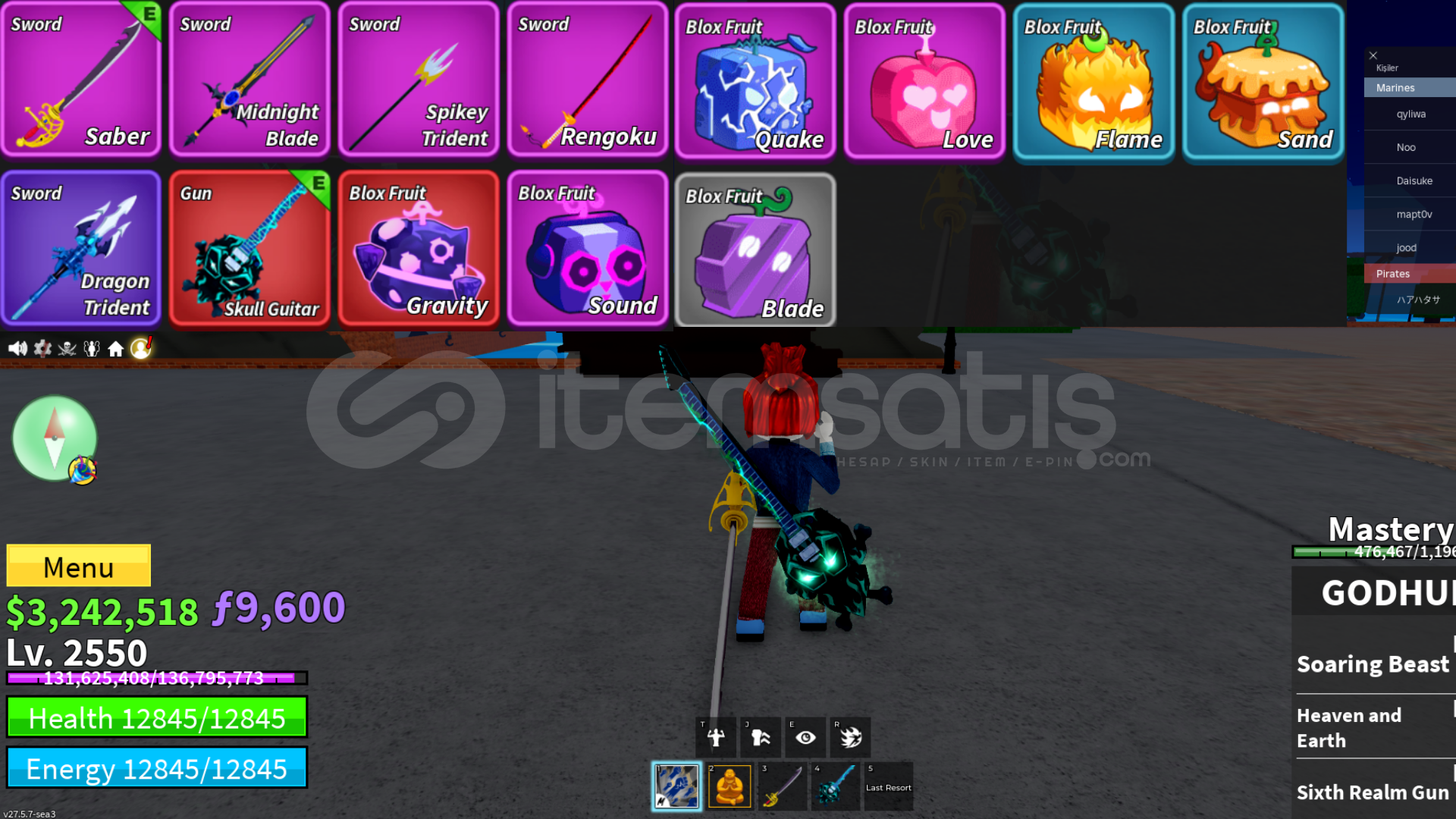 ✅BloxFruit✅2550 LVL⭐GRAVİTY GOD GARANTİ⭐3.2M ✅BloxFruit✅2550 LVL⭐GRAVİTY GOD GARANTİ⭐3.2M