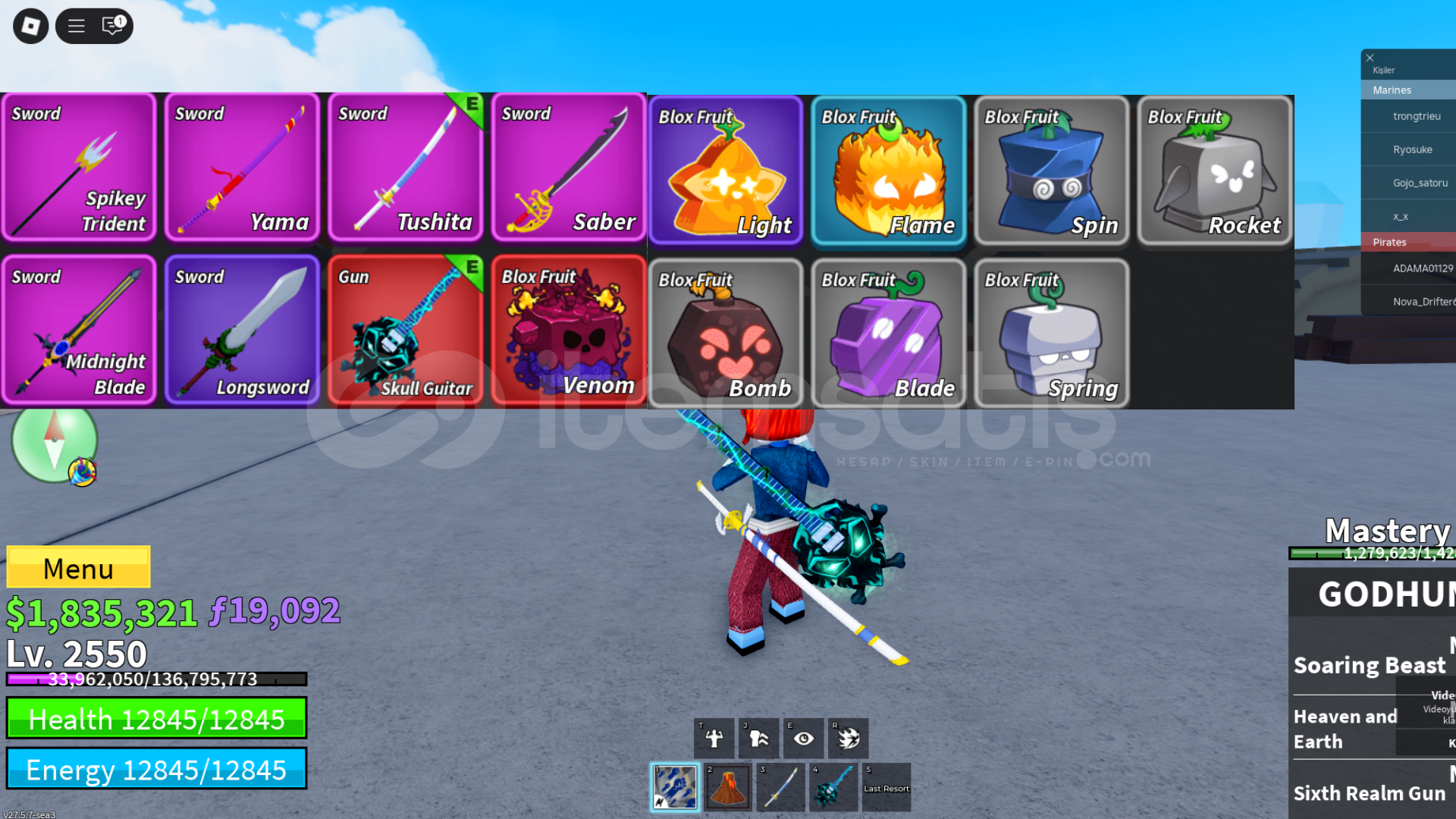 ✅BloxFruit✅2550 LVL⭐VENOM GOD GARANTİ⭐1.8M ✅BloxFruit✅2550 LVL⭐VENOM GOD GARANTİ⭐1.8M