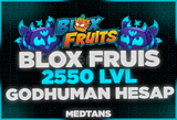 (Bloxfruit) 2550 Max Level + Godhuman