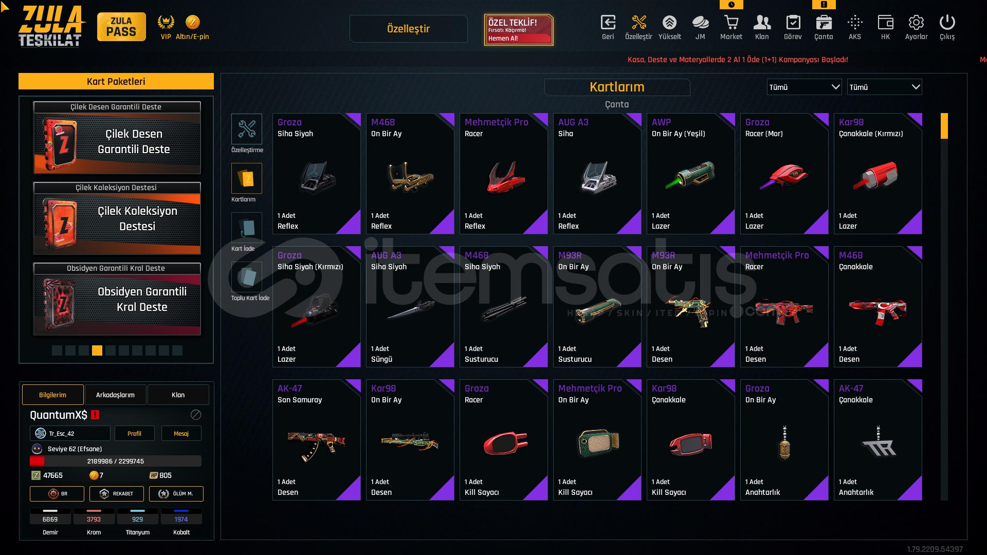 BOL SKİNLİ 62 LEVEL 42 K ZP Lİ EFSANEVİ HESAP BOL SKİNLİ 62 LEVEL 42 K ZP Lİ EFSANEVİ HESAP