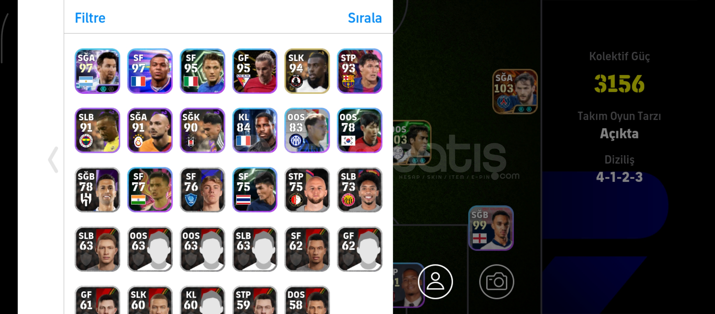 BOMBACI KVARA 106 CRUYFF 105 BEBETO Müq Hesap BOMBACI KVARA 106 CRUYFF 105 BEBETO Müq Hesap