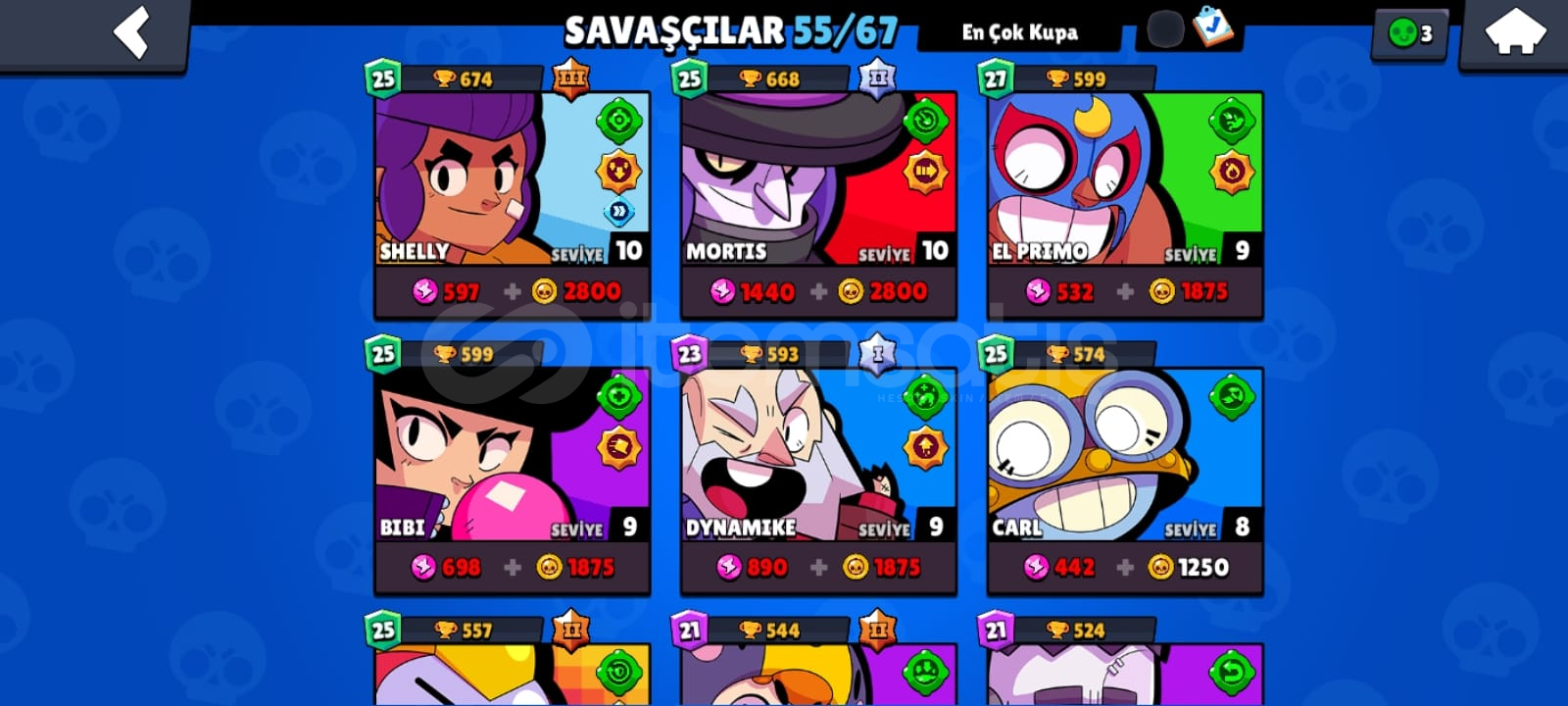 Brawl Stars 23.5k Lık 55 Karakter çok Ucuz - 1578994 