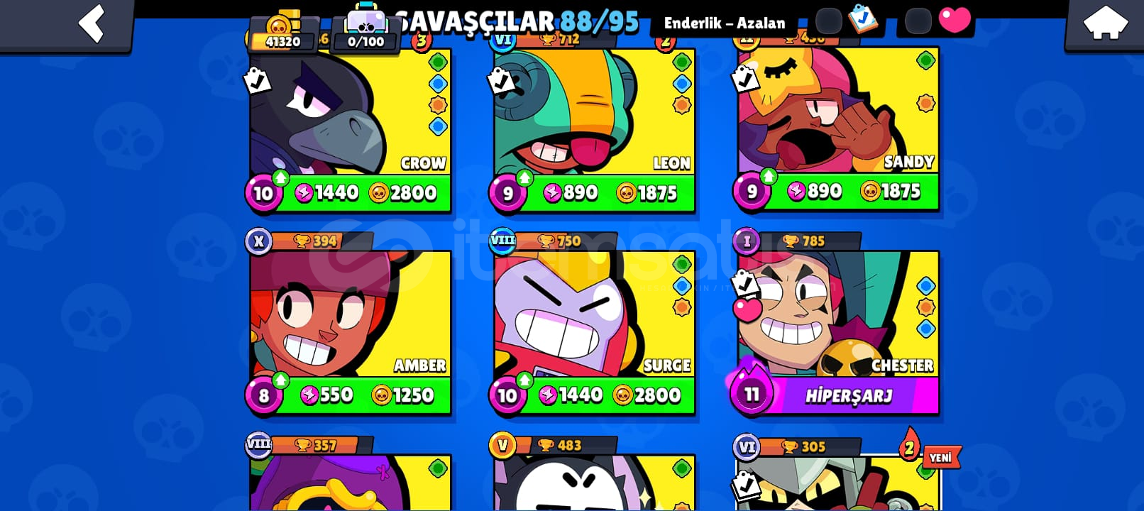 BRAWL STARS 42K KUPALİ 88 KARAKTERLİ DOLU HESAP