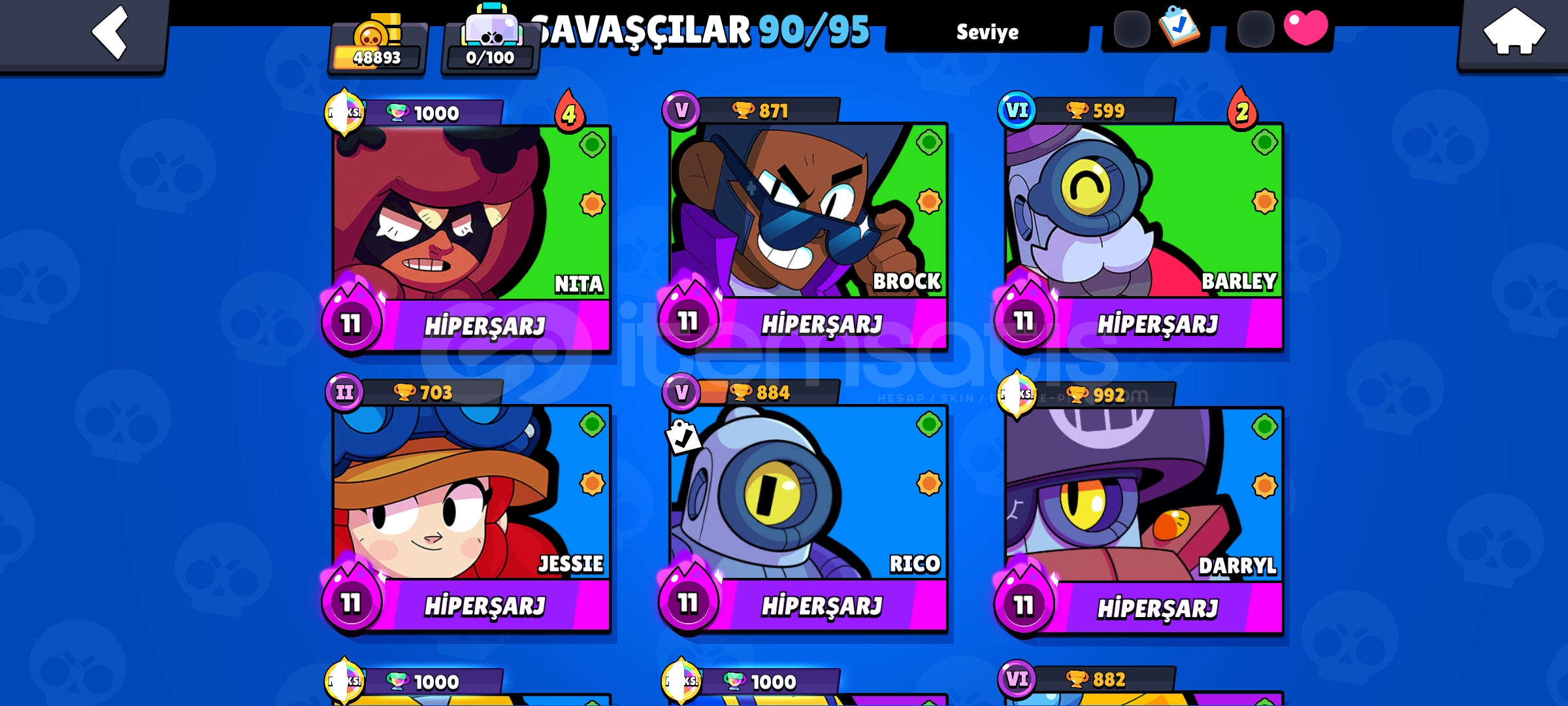 BRAWL STARS 48K KUPALI 90 KARAKTERLİ HESAP BRAWL STARS 48K KUPALI 90 KARAKTERLİ HESAP