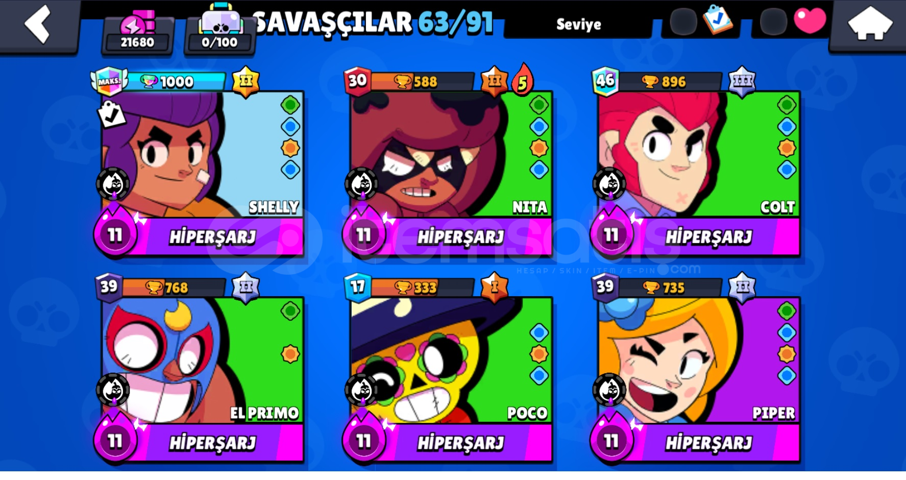 Brawl stars + Clash of Clans 6000 + yeşil Tas Brawl stars + Clash of Clans 6000 + yeşil Tas