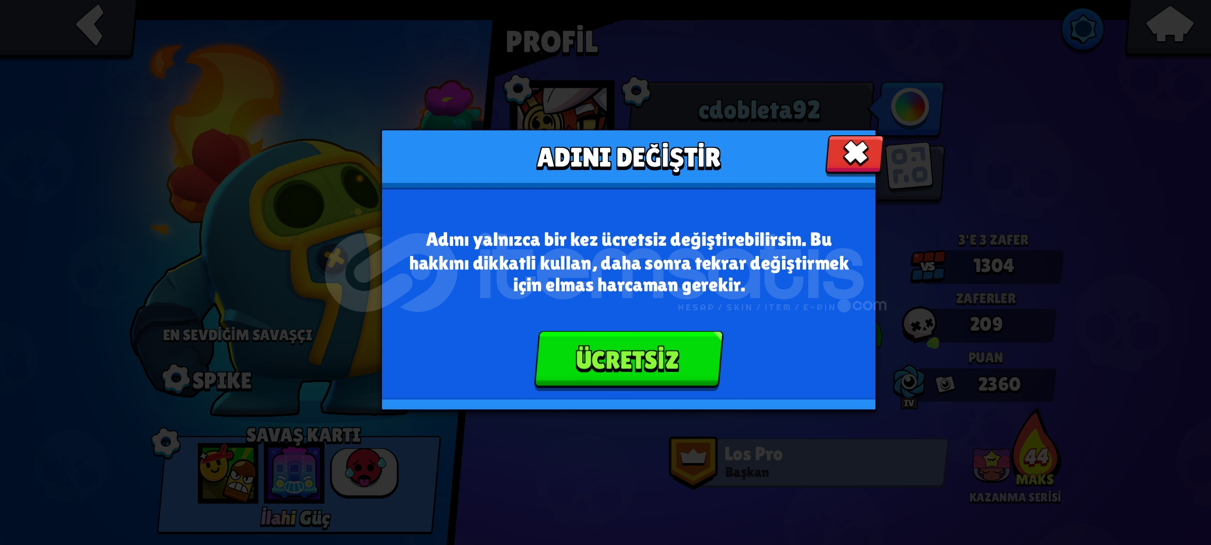 ⭐bs +110 skin + 59 karakter⭐ ⭐bs +110 skin + 59 karakter⭐