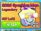Bubble Gum Simulator 2026 Sparkler Man Legendary