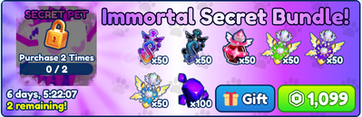 Bubble Gum Simulator immortal Secret Bundle
