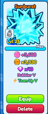 Bubble Gum Simulator shiny sunburst 