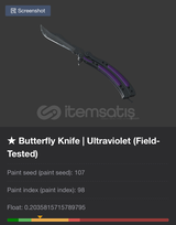 ★ Butterfly Knife | Ultraviolet (Field-Tested)