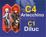 C4 Arlecchino ve C1 Diluc +109 Dilek