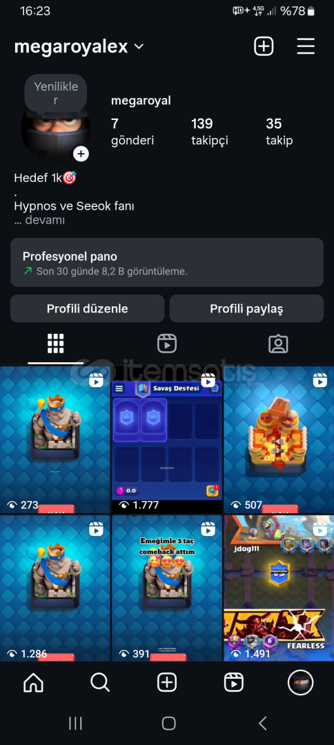 Calsh Royale hesabı Calsh Royale hesabı