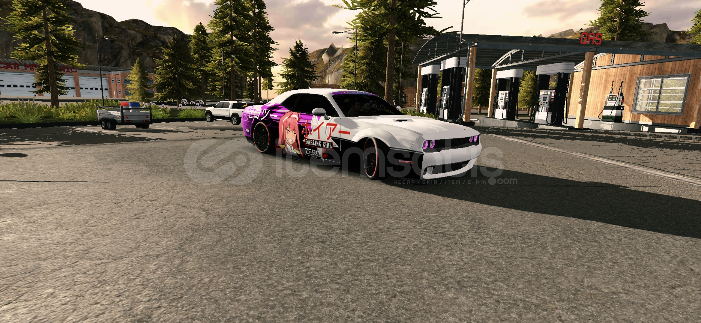 Car parking dodge challenger anime çizimli araç