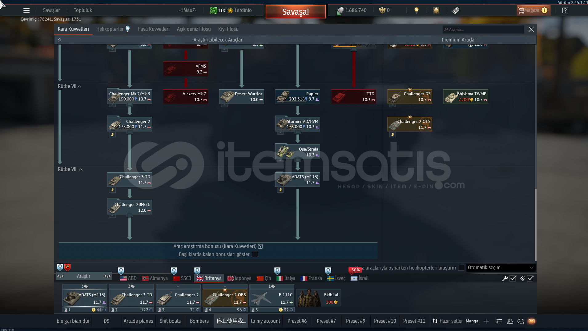CHALLENGER 2E BLACK NİGHT CHALLENGER 3TD F-111C CHALLENGER 2E BLACK NİGHT CHALLENGER 3TD F-111C