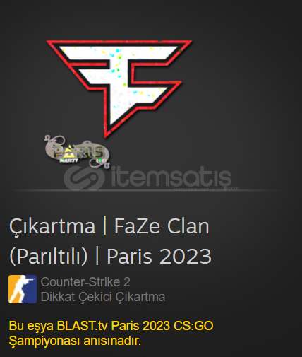 Çıkartma | FaZe Clan (Parıltılı) | Paris 2023 Çıkartma | FaZe Clan (Parıltılı) | Paris 2023