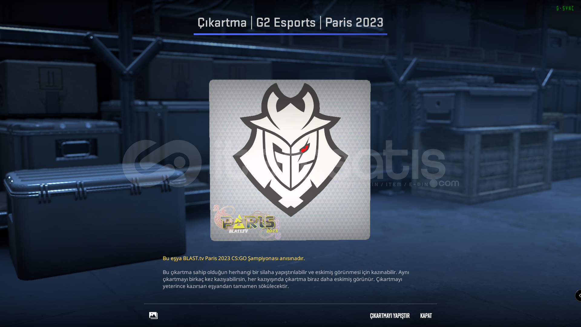 Çıkartma | G2 Esports | Paris 2023 Çıkartma | G2 Esports | Paris 2023