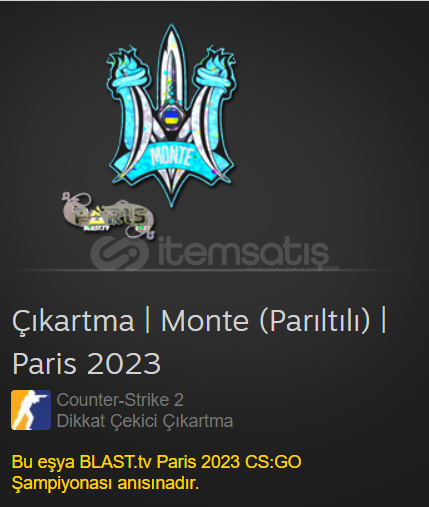 Çıkartma | Monte (Parıltılı) | Paris 2023 Çıkartma | Monte (Parıltılı) | Paris 2023