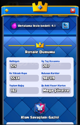 Clash royal 5500 kupa+ bs 18k hesap