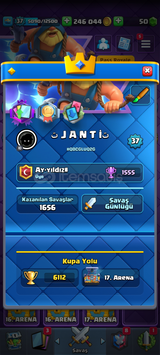 Clash Royale 6100 kupa 37 level Hesap