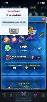 Clash royale 6800 kupa hesap 1 evrimli